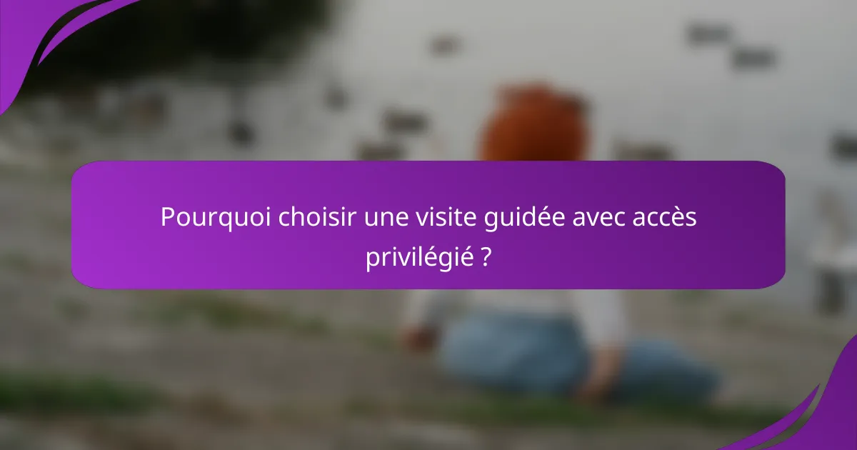 Pourquoi choisir une visite guidée avec accès privilégié ?