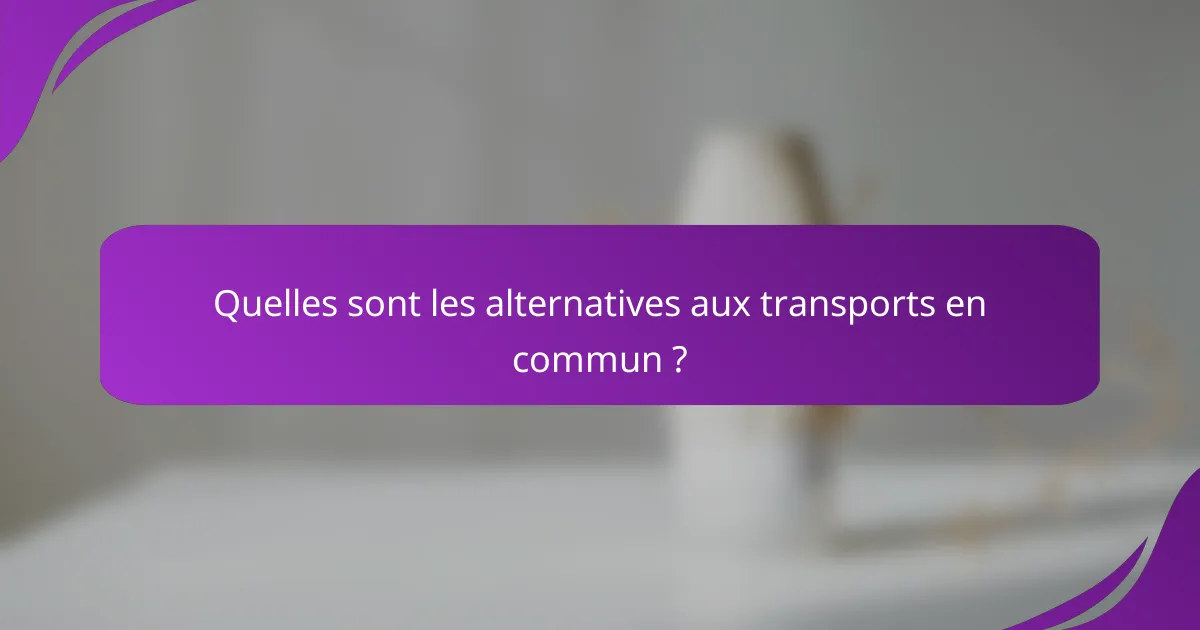 Quelles sont les alternatives aux transports en commun ?