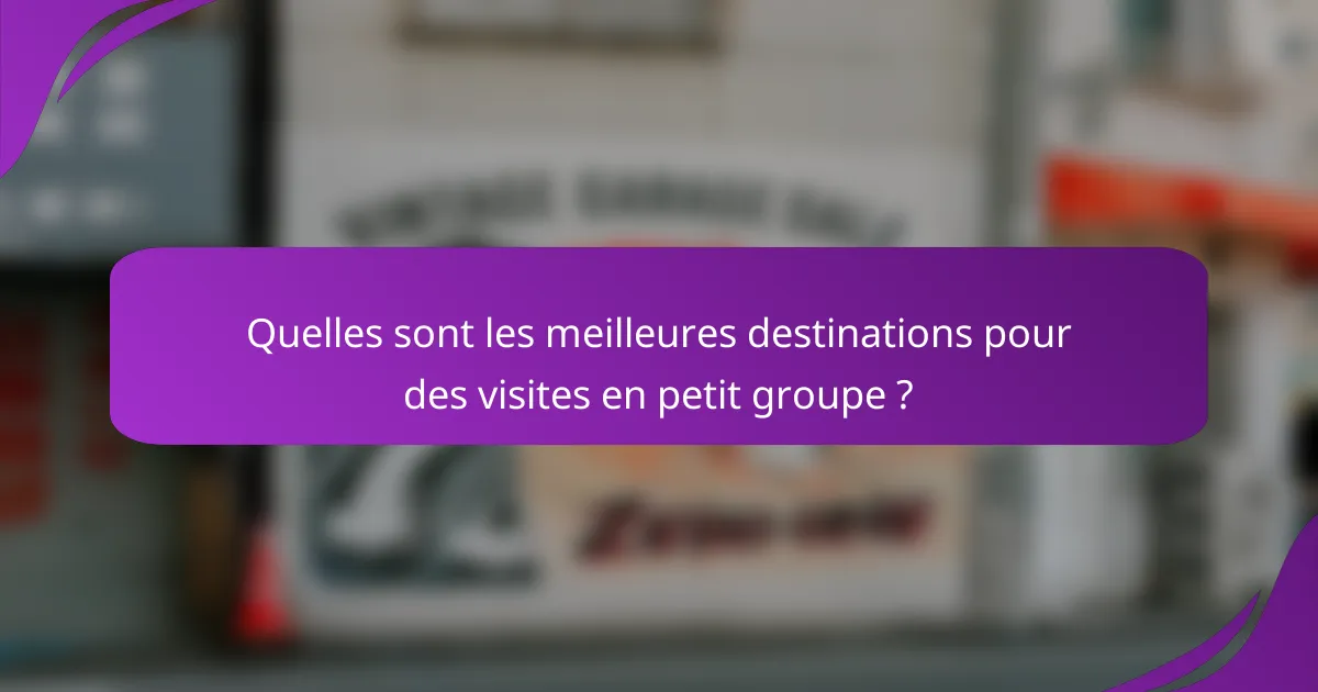 Quelles sont les meilleures destinations pour des visites en petit groupe ?