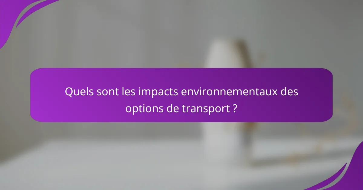 Quels sont les impacts environnementaux des options de transport ?