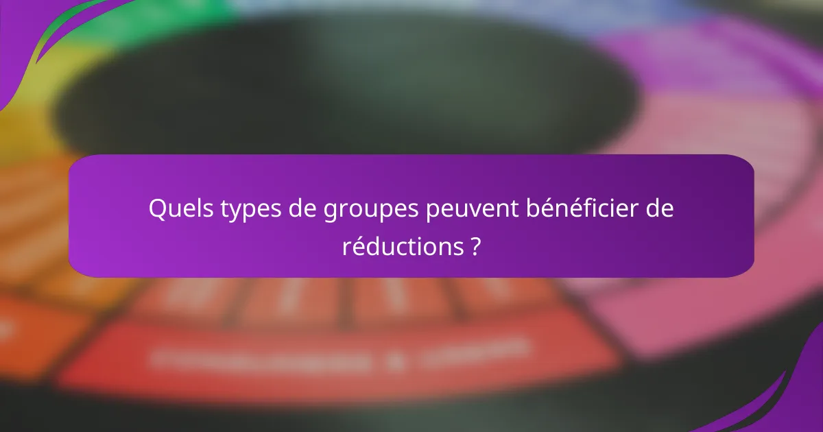 Quels types de groupes peuvent bénéficier de réductions ?